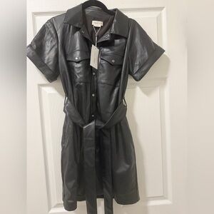 Lovers + Friends Black Leather Shirt Dress With Tags